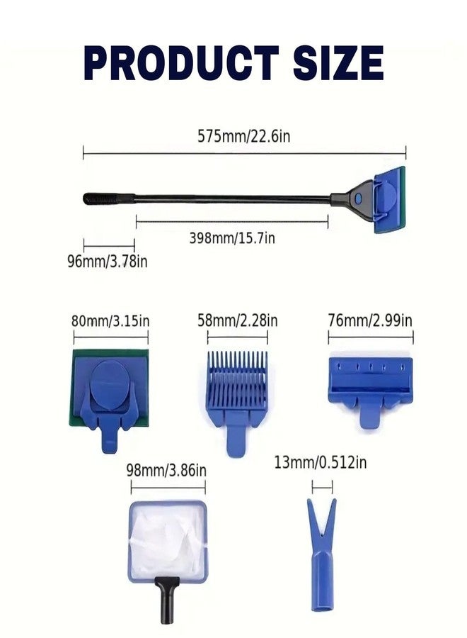 VAYINATO® 5-in-1 Aquarium Cleaning & Maintenance Kit | Includes Fish Net, Algae Scraper, Gravel Rake, Sponge & Plant Fork | Multi-Tool for Fish Tank Care - Image 5